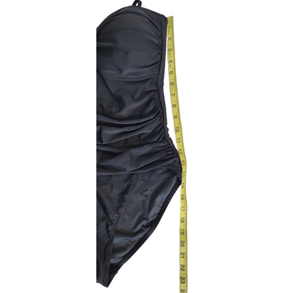 RELLECIGA Black One Piece High Cut Bandeau Adjustable Straps Swimsuit Size Large - Picture 10 of 11